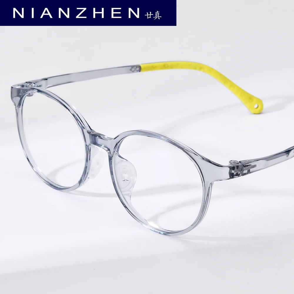 NIANZHEN TR90 Children's Glasses Frames Round Brand Design Eyeglass Ultralight Kids Silicone Eyewear Girls Boys Spectacles 2207