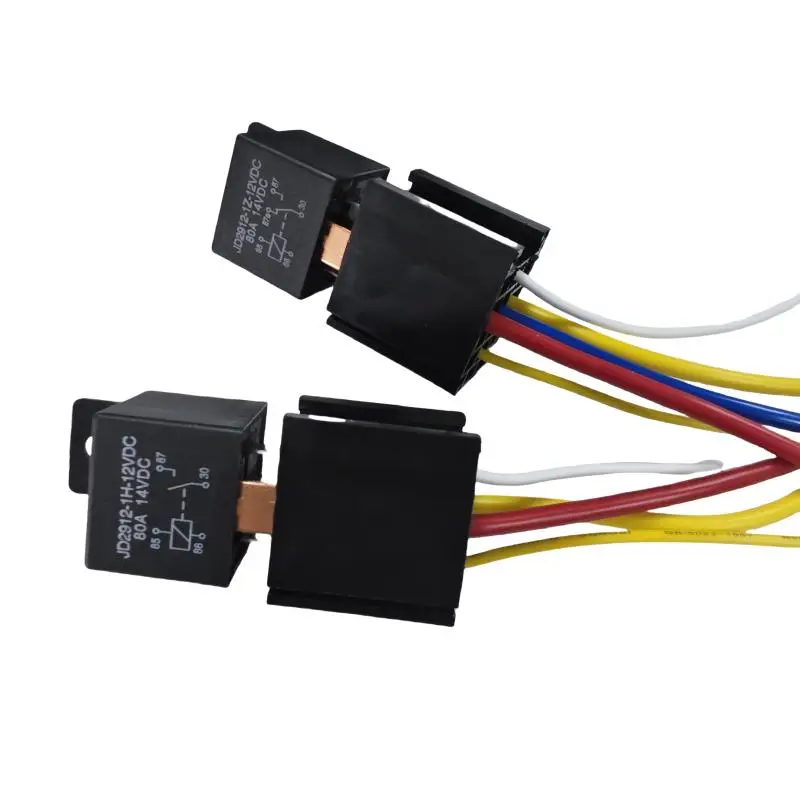 1 Set Head Light Air Conditioner Motorcycles DC12V DC24V Relay 80A 4/5 Pin Waterproof Automotive Relay With Wired Socket