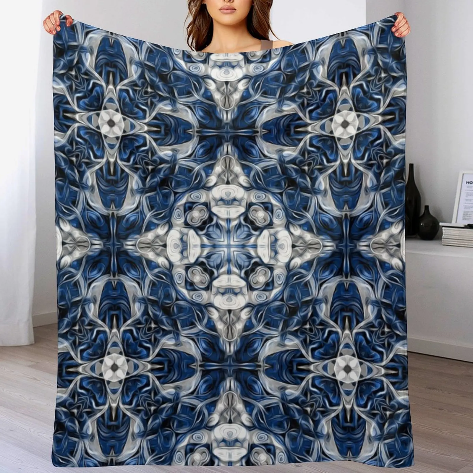 

Luxury, elegant, vintage, ornamental, pattern, blue and white Throw Blanket Designers Multi-Purpose Beautifuls Stuffeds Blankets