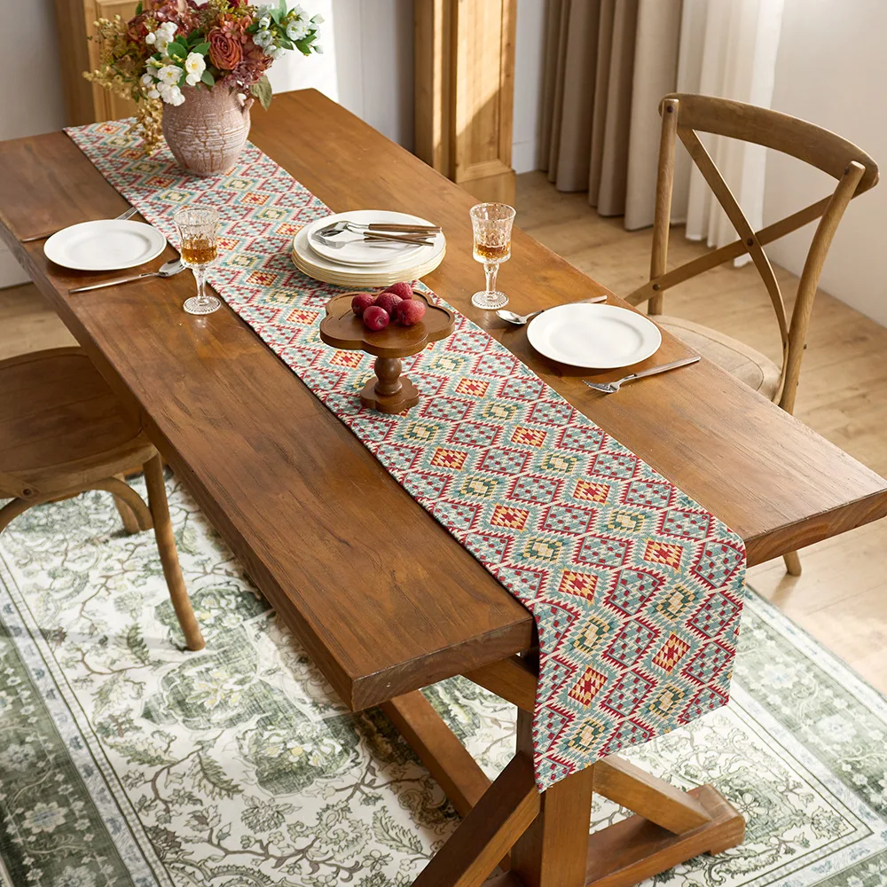American Jacquard Dining Table Runner European Retro Sunflower TV Cabinet Chest of Drawers Coffee Table Decorative Fabric