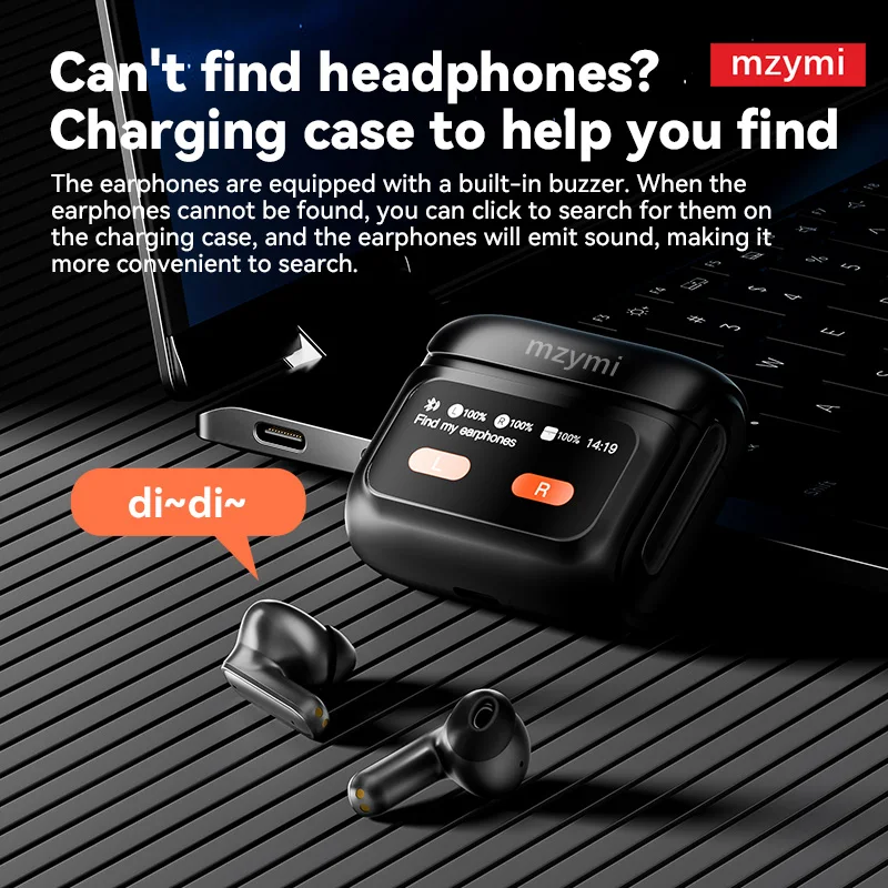 

Mzymi E20 In Ear Earphone Wireless ANC Bluetooth W915 Touch Screen Headphone HiFi Stereo Noise Cancelling Headset With Mic