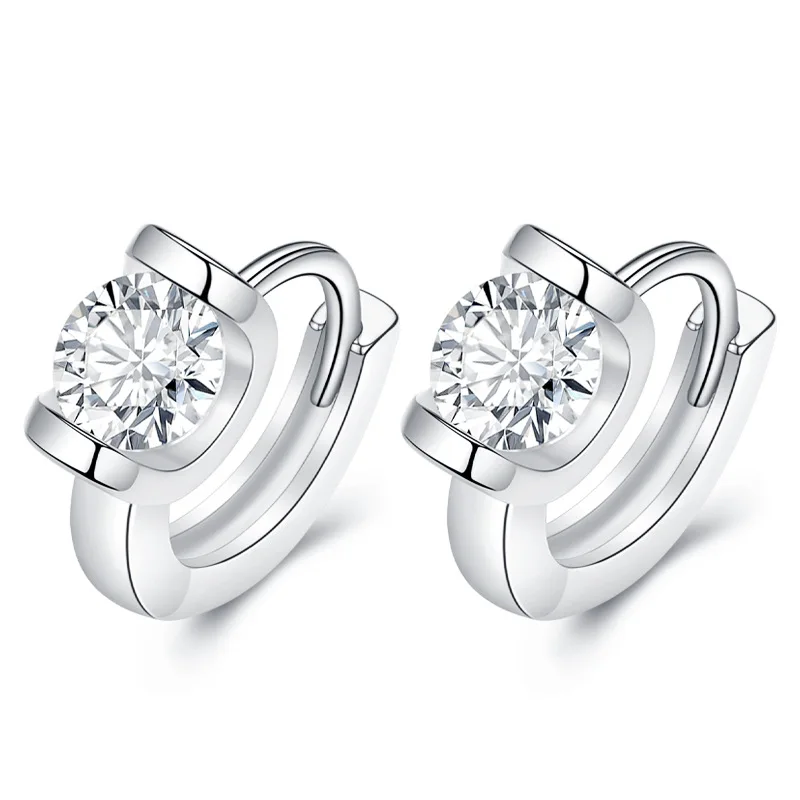 

Exaggerated Bih Rhinestone Shiny Circle Hoop Earrings Large Round Earrings for Women 925 Silver Needle Brincos Fashion Jewelry