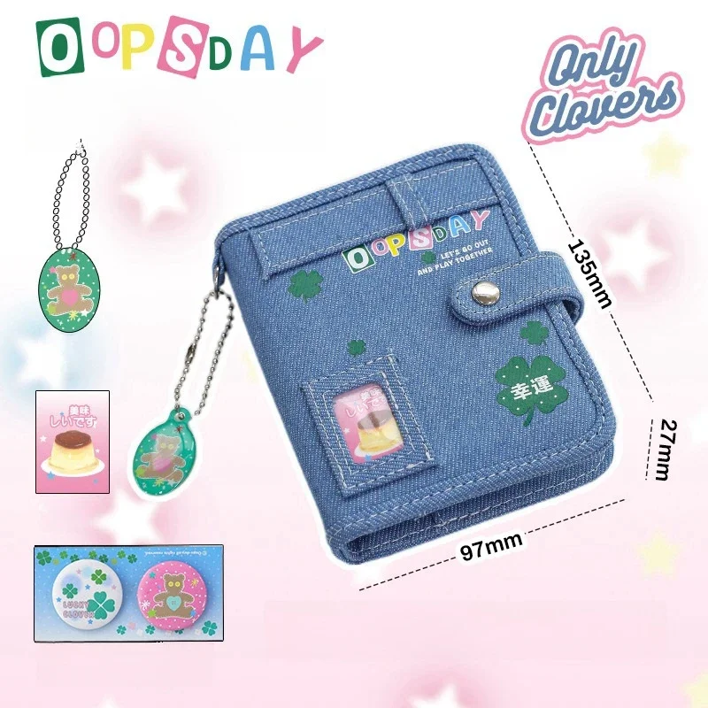 Ins Y2K Style Clover Denim M5 Loose leaf Handmade Notebook Retro Mini Portable DIY Binder Notebook for Girls