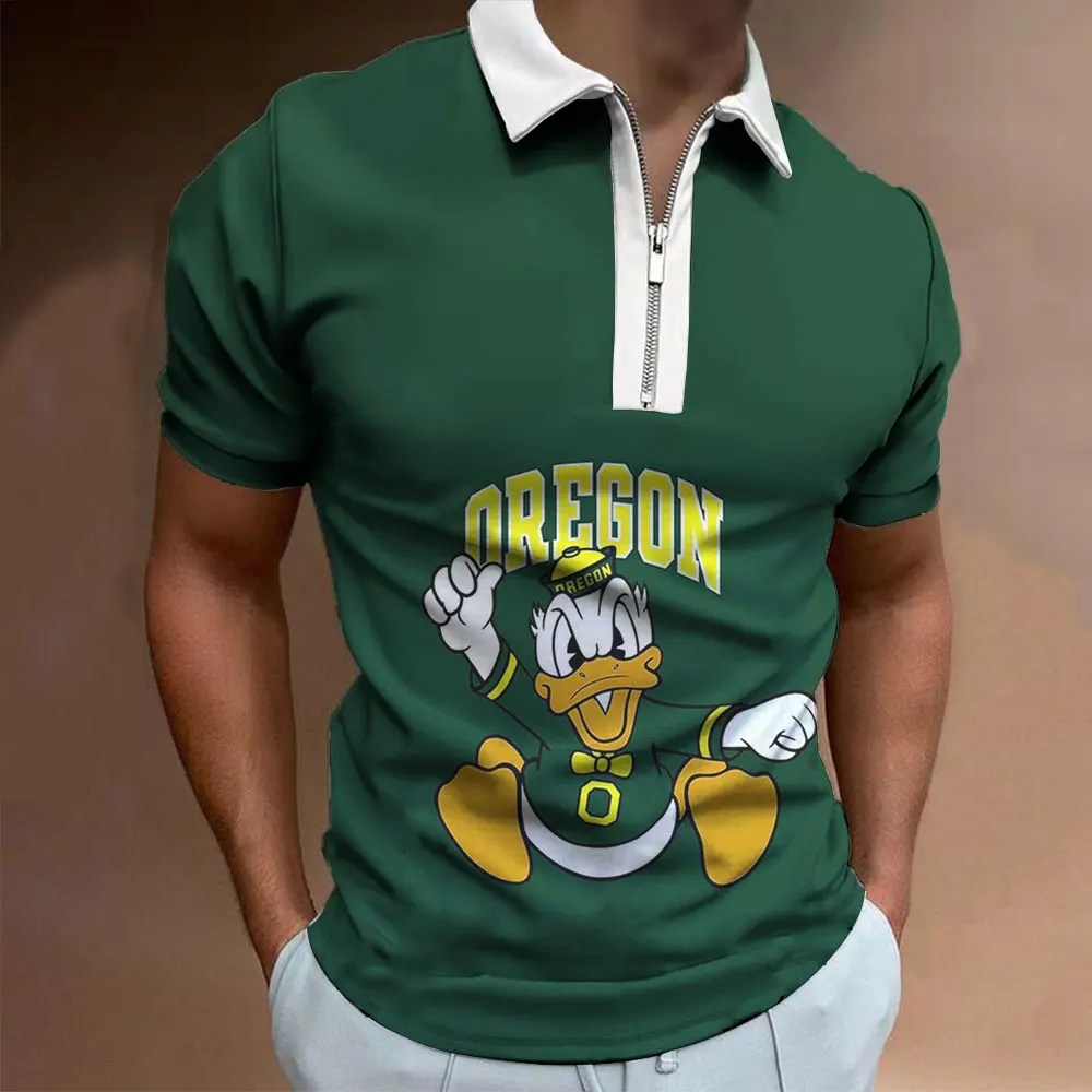 Men Polo Shirt Disney Donald Duck 3D Print Cool Male Clothes Summer Cartoon Anime Man Polos T-shirts Tops