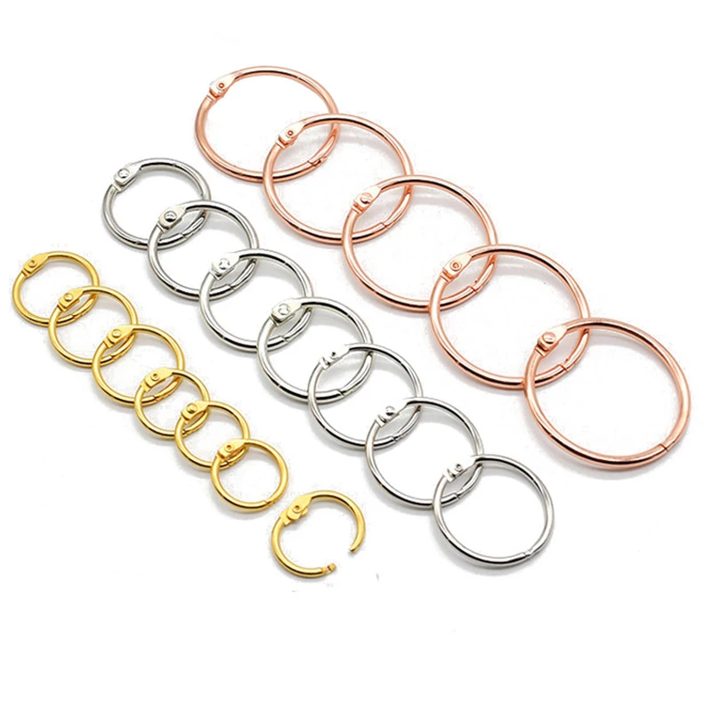 14-38mm Loose-leaf Iron Binding Book Ring Loose-leaf Rose Gold Ring Card Metal Buckle Opening Ring File Paper Binder Clip Rings