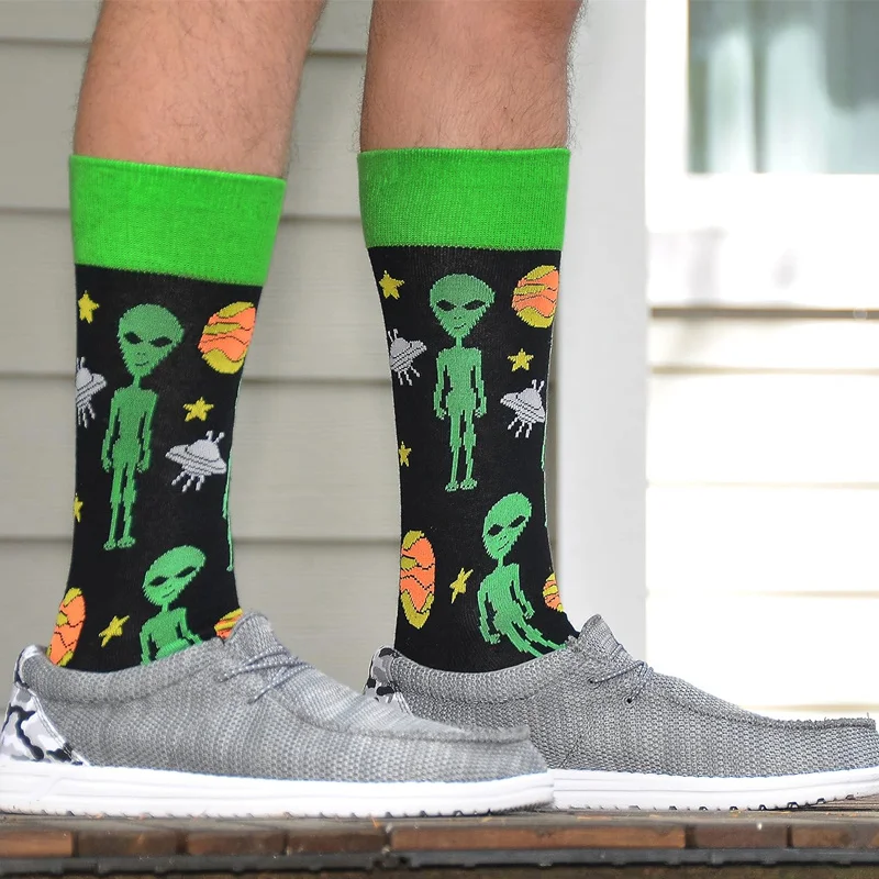 Cavertin Men's Programming Alien Sasquatch Dad Music Socks