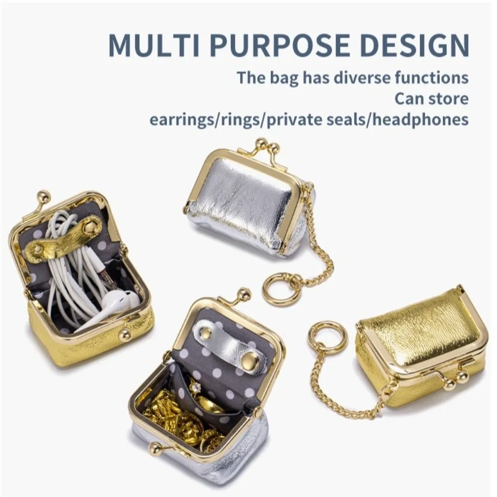 

Изысканная кожаная коробка для хранения ювелирных изделий, роскошный маленький размер, серьги, ожерелье, кошелек, чистый цвет, застежка, мини-кошелек для монет, путешествия