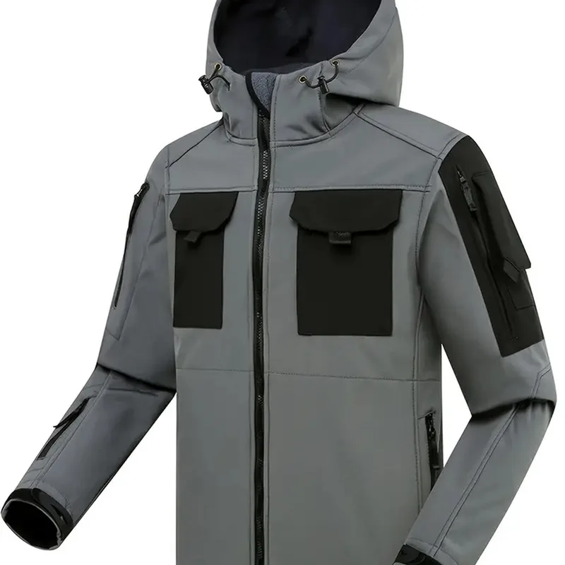Tactical Thickened Jacket Men, Softshell Waterproof Windproof Warm Jacket
