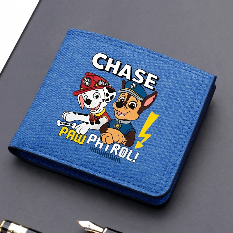 Paw Patrols Canvas Wallet Chase Marshall Short Folding Purse Cartoon Rubble Boy Card Holder Kids Coin Case Birthday Gifts