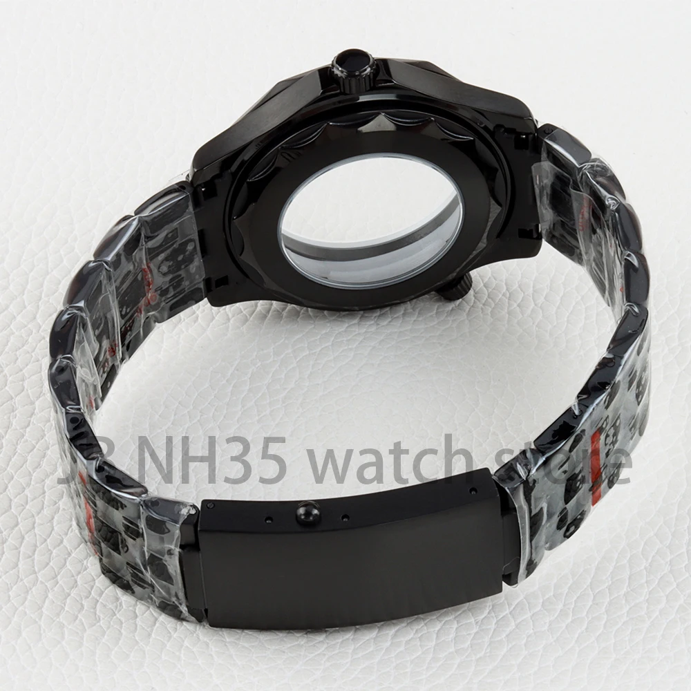 عالية الجودة الأسود PVD 41 مللي متر NH35 الحال بالنسبة ل سيماستر 300 600 Mod NH35 NH36 حركة 31 مللي متر الهاتفي الفولاذ المقاوم للصدأ حزام مقاوم للماء #5