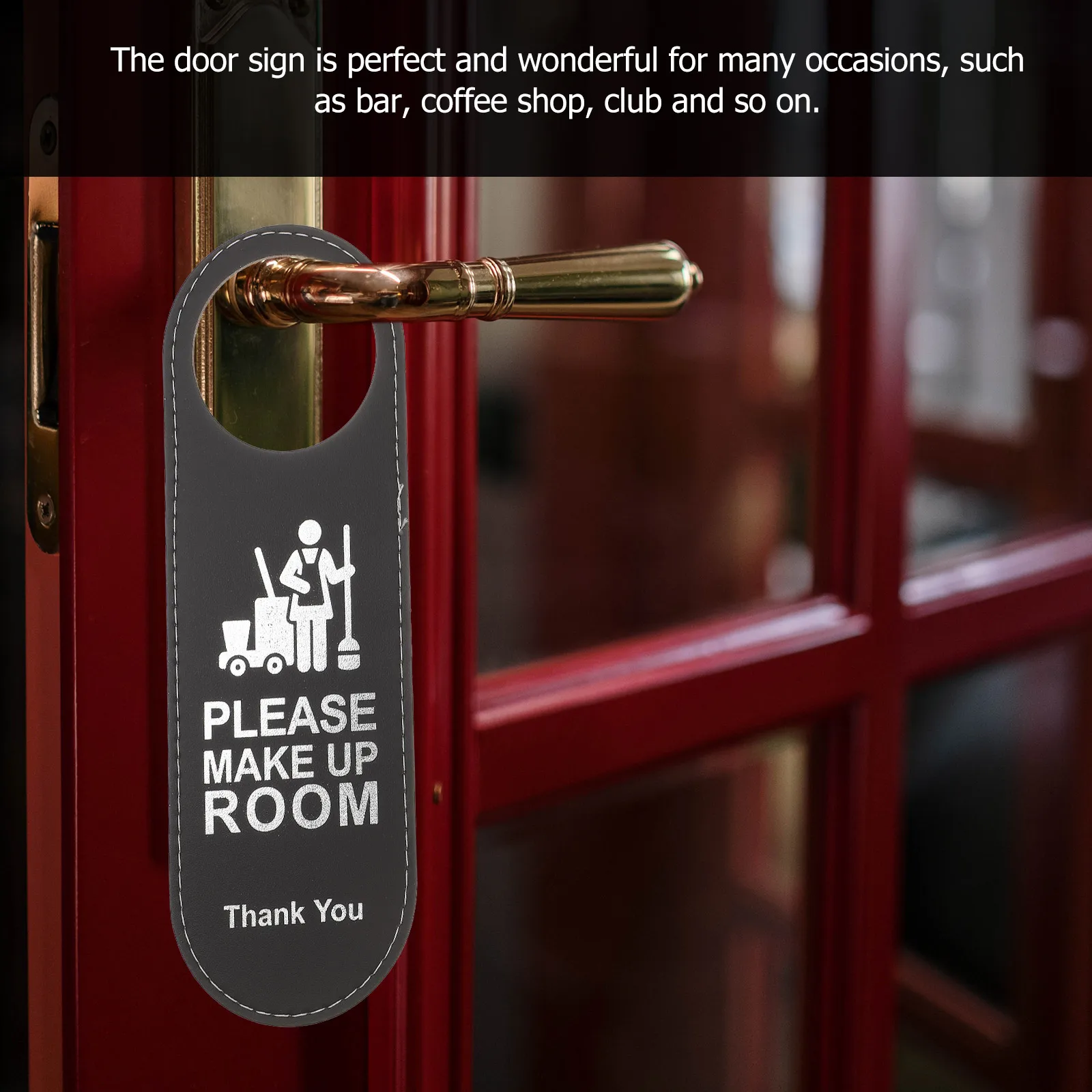 

2Pcs Door Hanging Tags Not Disturb Hotel Maid Make Up Room Door Sign Double Side Warning Name Label Office Decorative