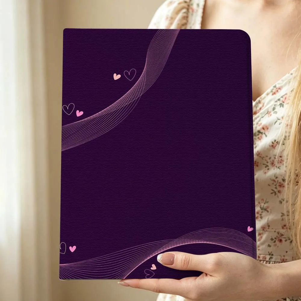 Cute Purple Heart For Huawei MediaPad MatePad Honor Pro V6 9 V8 X9 X 10 13.3 12.3 11 11.5 Inch Tablet Case Pen Tray