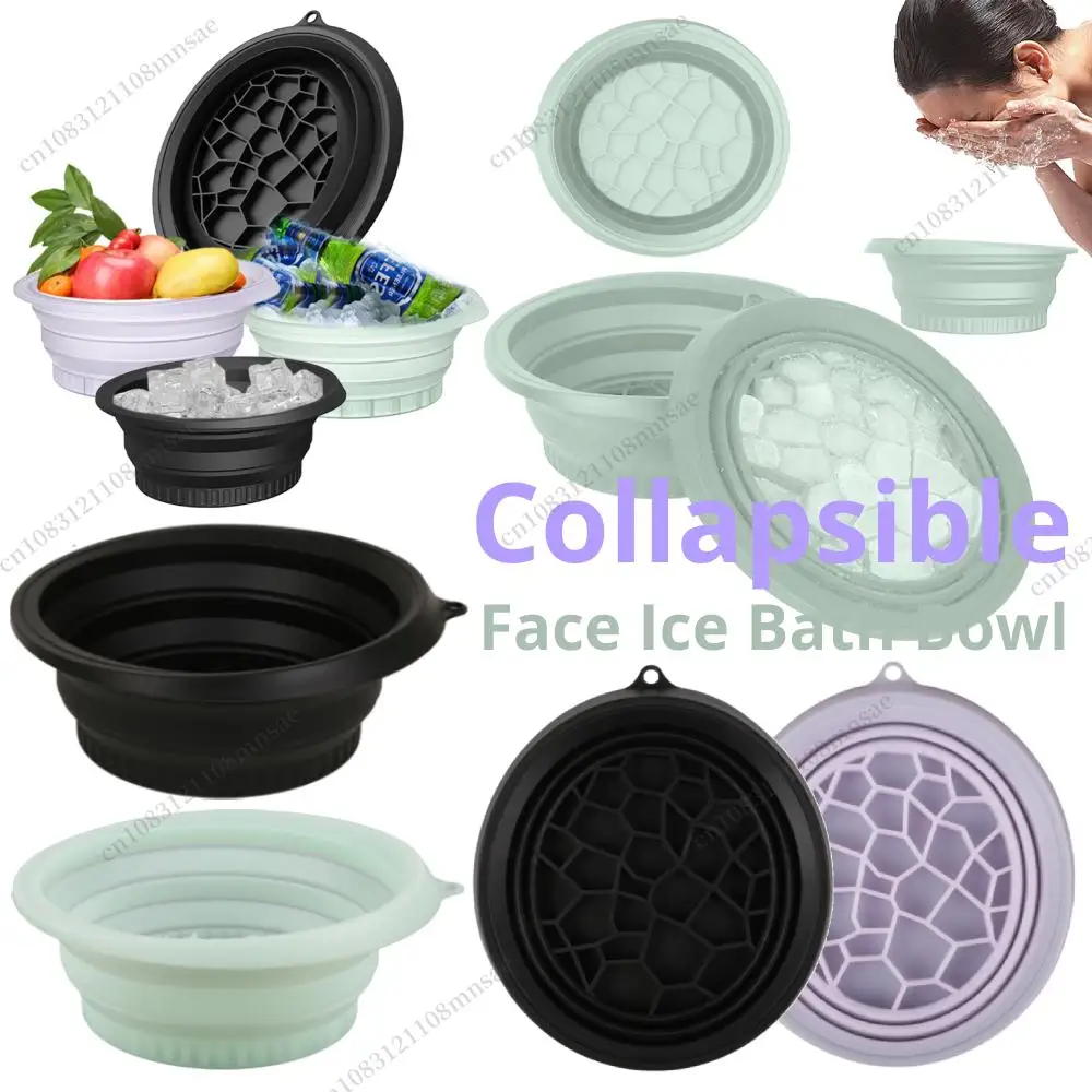 

Foldable Silicone Face Ice Bath Bowl Reusable Collapsible Facial Washbasin Household Face Ice Wash Bowl Bathroom Skin Care Tool