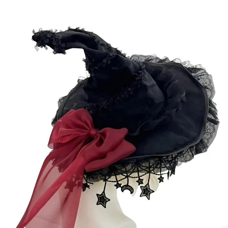 Chapéu bruxa Halloween 270D Wizard Caps Wizard Cosplay fantasia larga chapéu pontiagudo