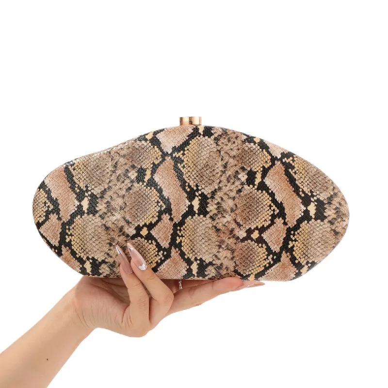 

Evening Party New Snake Pattern Clutch Fashion Handbag Special Shape Crossbody Bag Pu Leather Shoulder Wallets Women Acrylic Bow