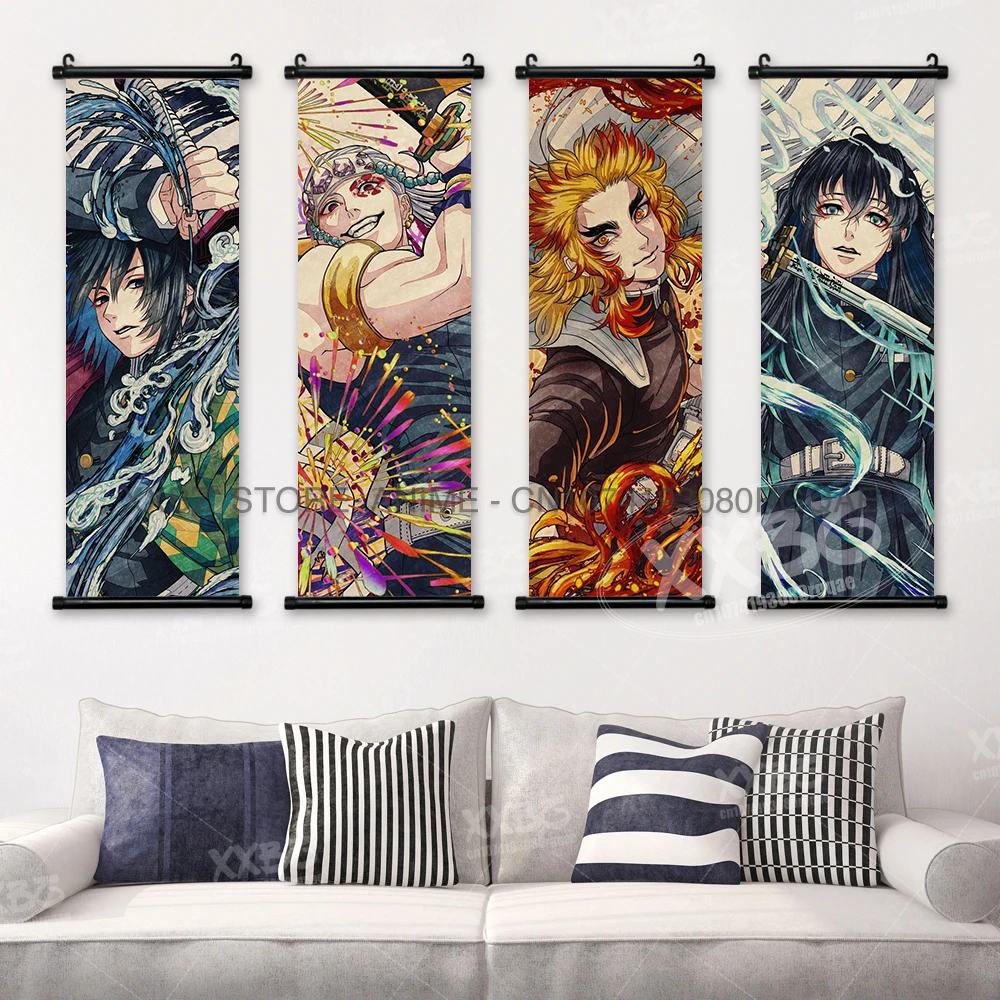 Demon Slayer Scrolls Pictures Rengoku Kyoujurou Hanging Painting Tomioka Giyuu Home Decor Hashibira Inosuke Posters Wall Artwork