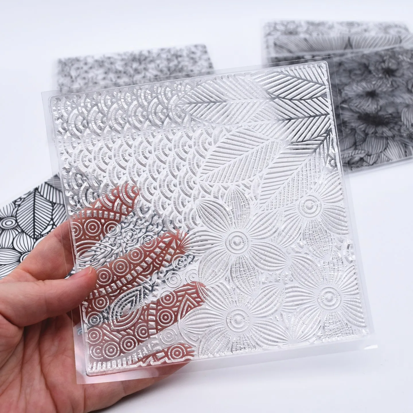 SNASAN Flowers Texture DIY Embossing Art Clay Pottery Tools Clear Stamps For DIY Scrapbooking Supplies