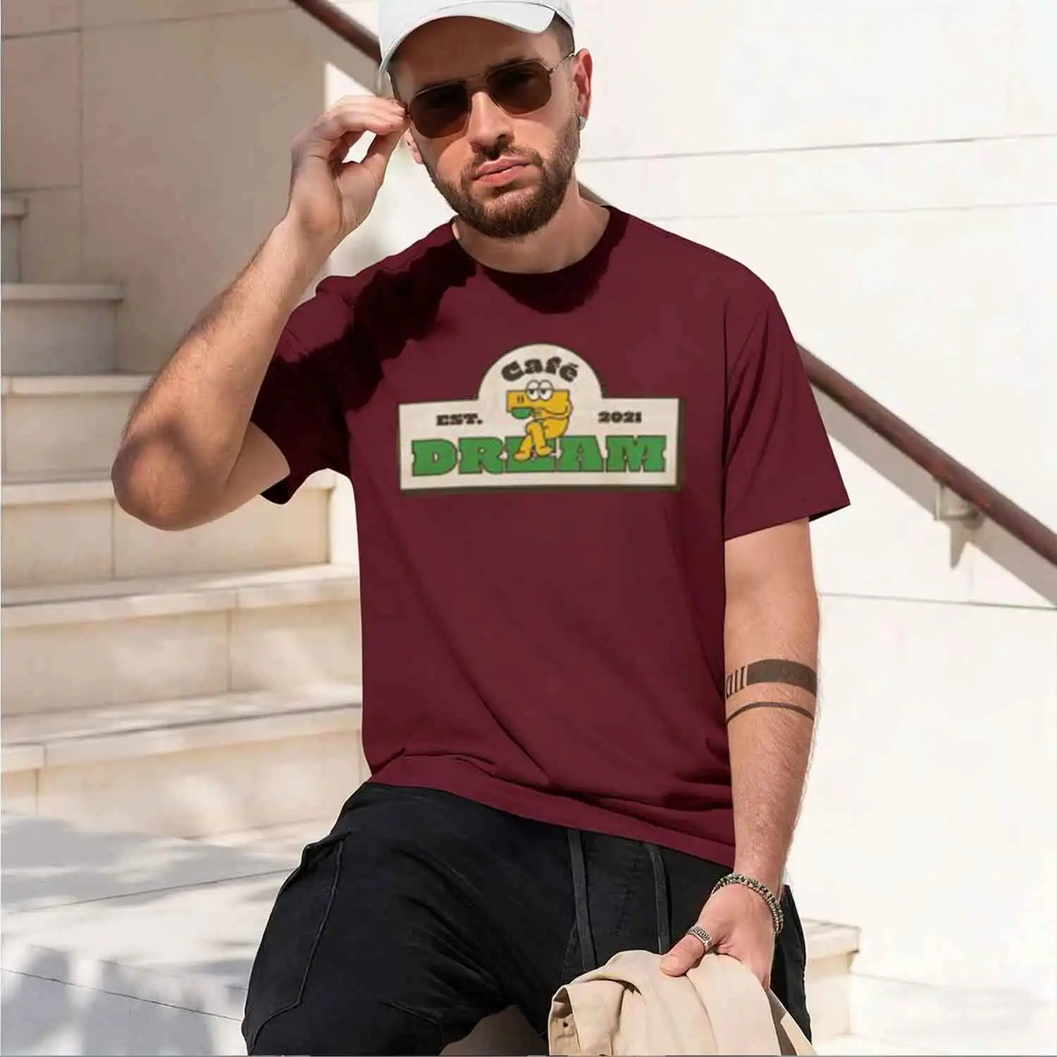 Cafe 7 eam Logo NCT EAM 2026 New Model Men’s Short-sleeve crewneck T-Shirt Classic Casual Multiple Colors and Sizes for Daily We view 6