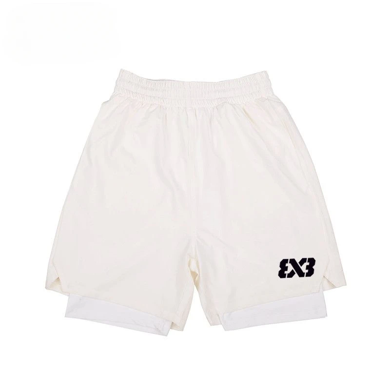 

Double-layer Basketball Shorts Men's Knee-length Sweatpants Fake Two-piece Running Four-quarter Belt Lined Summer Short