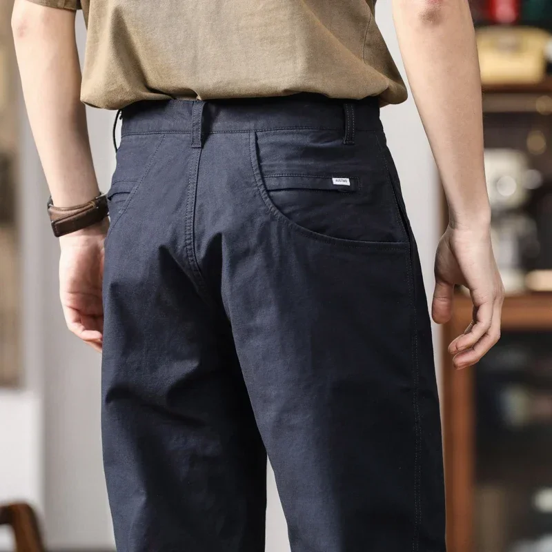 ผู้ชายญี่ปุ่นStreetwearแฟชั่นRetro AMEKAJIหล่อหลวมผ้าฝ้ายสบายๆกางเกงCityboyตรงกางเกงกางเกง