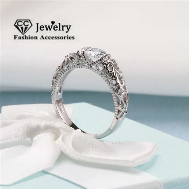 CC Women's Ring Wedding Engagement Jewelry Palace Pattern Design Cubic Zirconia Shinestone Accessory Drop Shipping CC1495