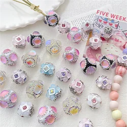 ST19  Sweet Cool Zircon Ston Straight Hole Beads Handmade Key Chain Necklace DIY Bag Chain Bead Accessories Material