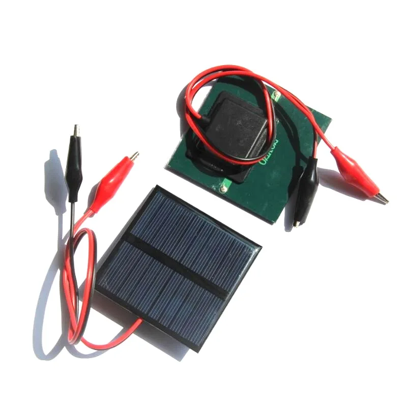 10Pcs 0.7W 5V Solar Panel 70*70MM with Crocodile Clips For Car Battery Toys 3.7V-5V Battery Charging Ploy Solar Cells