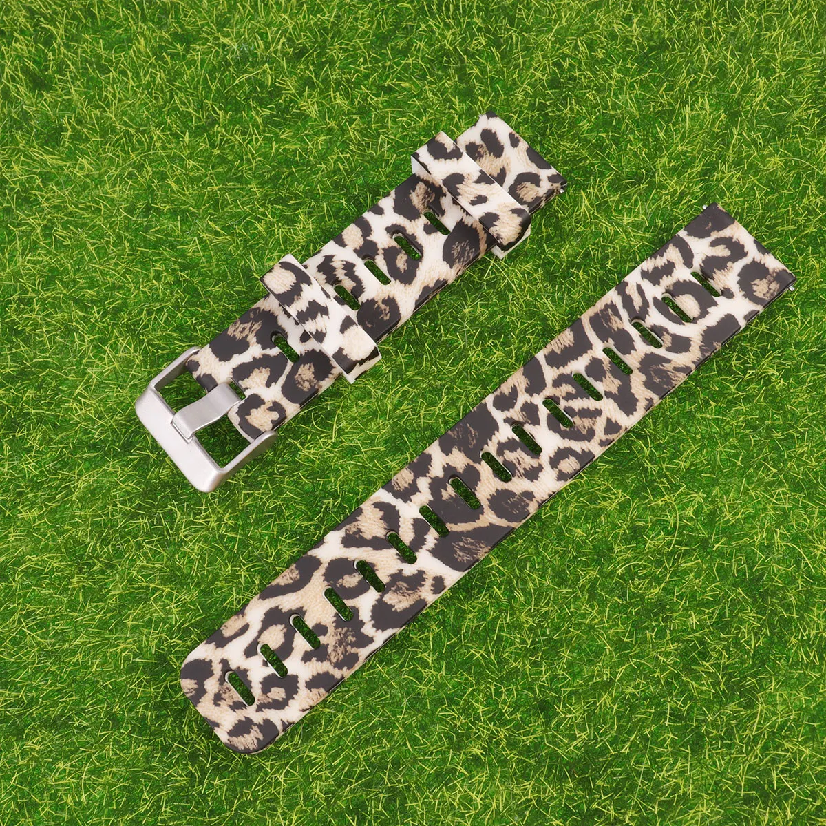 

Leopard Print Silicone Watchband Painted Design Seamless Welding Replacement Strap for Old Damaged Watch Bands Gift Idea