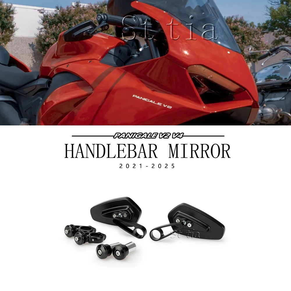 

New Motorcycle Handlebar Rearview Mirror For Ducati Panigale V2 V4 2021-2025 CNC Aluminum Rear View Mirrors PANIGALE V4 V2 2026