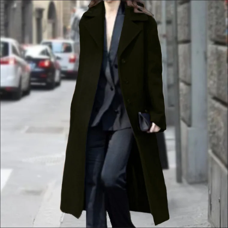 Płaszcz z wełny na jesień i zimę, długi, damski, odzież wierzchnia, duży rozmiar, wysoka jakość, transgraniczny płaszcz Nicole, outdoorowy, z nadrukiem.