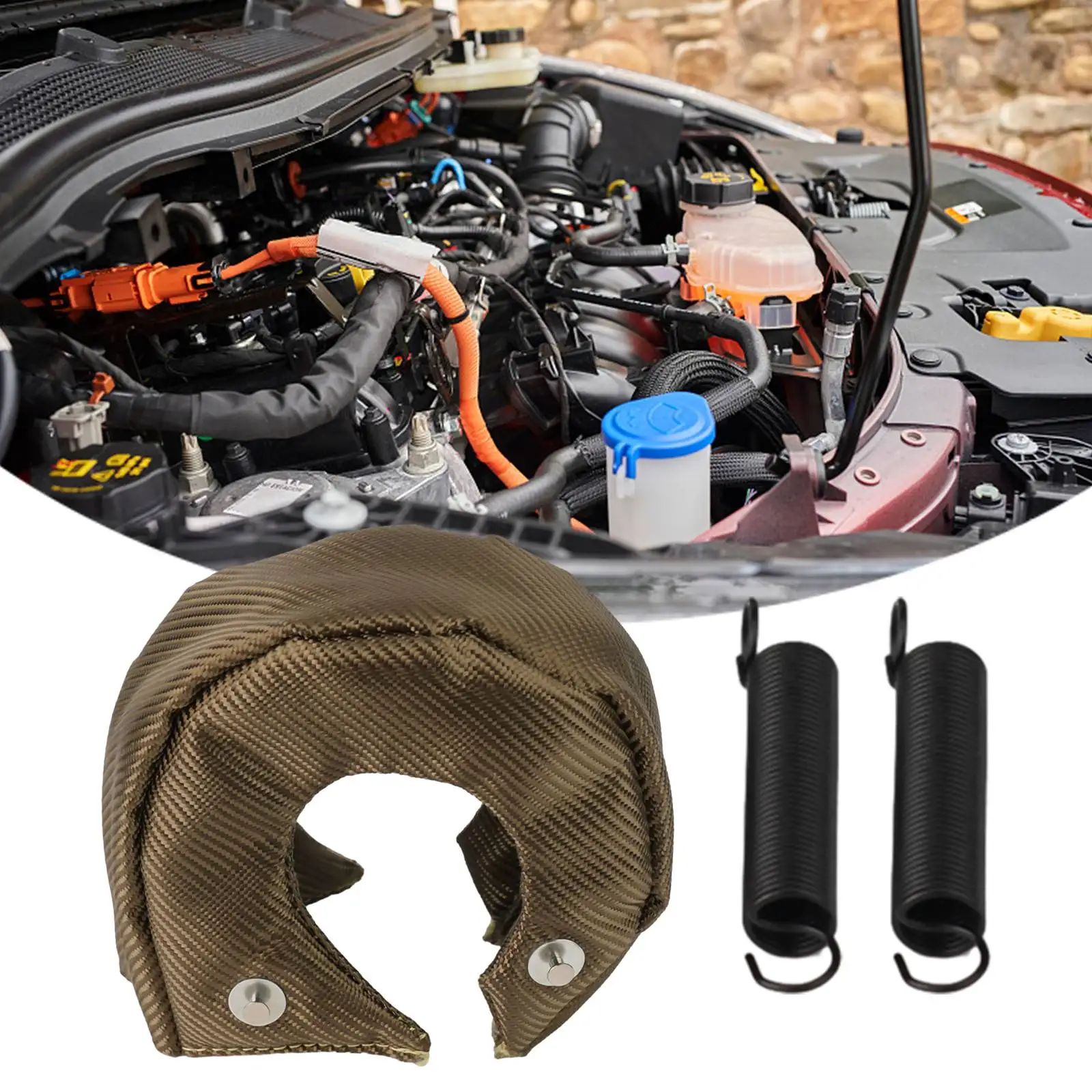 Manta de calor Turbo con ganchos de anclaje de acero inoxidable, manta Turbo resistente al calor, compatible con T3 T4, clasificación de temperatura de 1000 grados Celsius