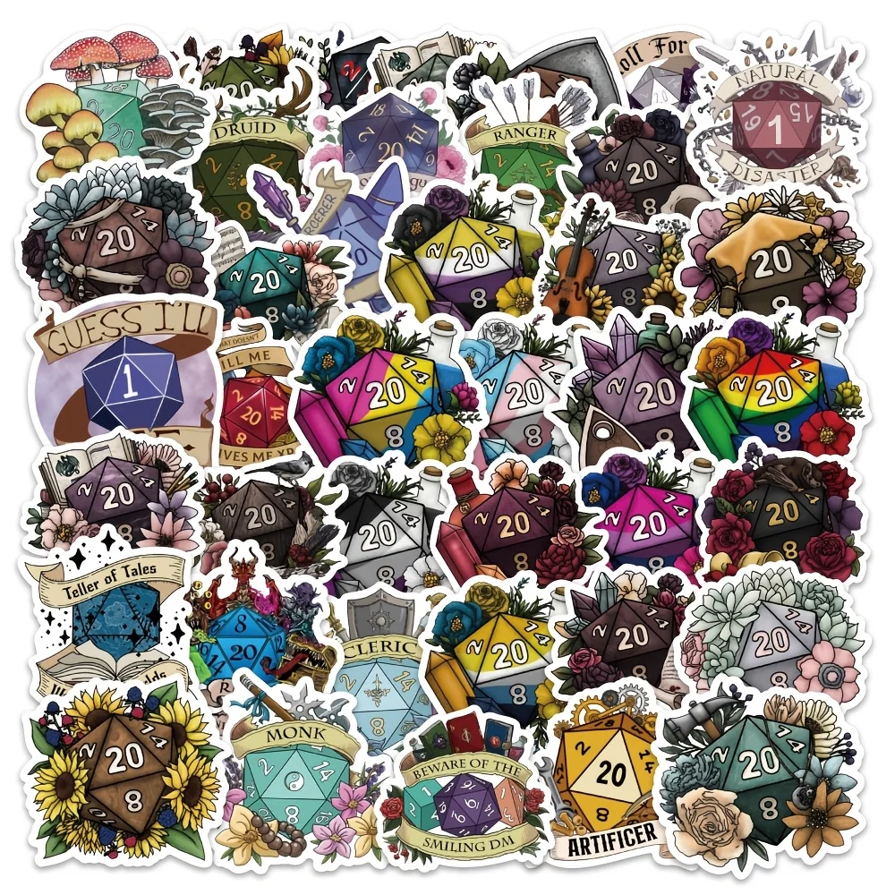 60 pieces dice stickers - graffiti-inspired creative personalized notebook decoration stickers