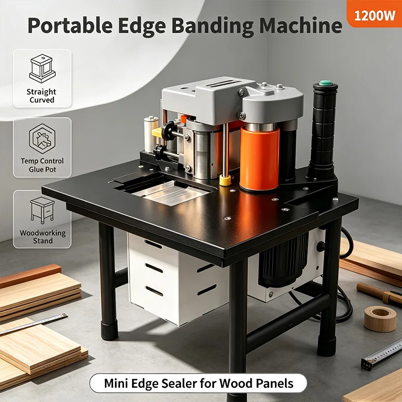LY Portable Mini Edge Banding Machine Woodworking Straight Curved Dual-Use Edge Sealer Intelligent  Wood Banders