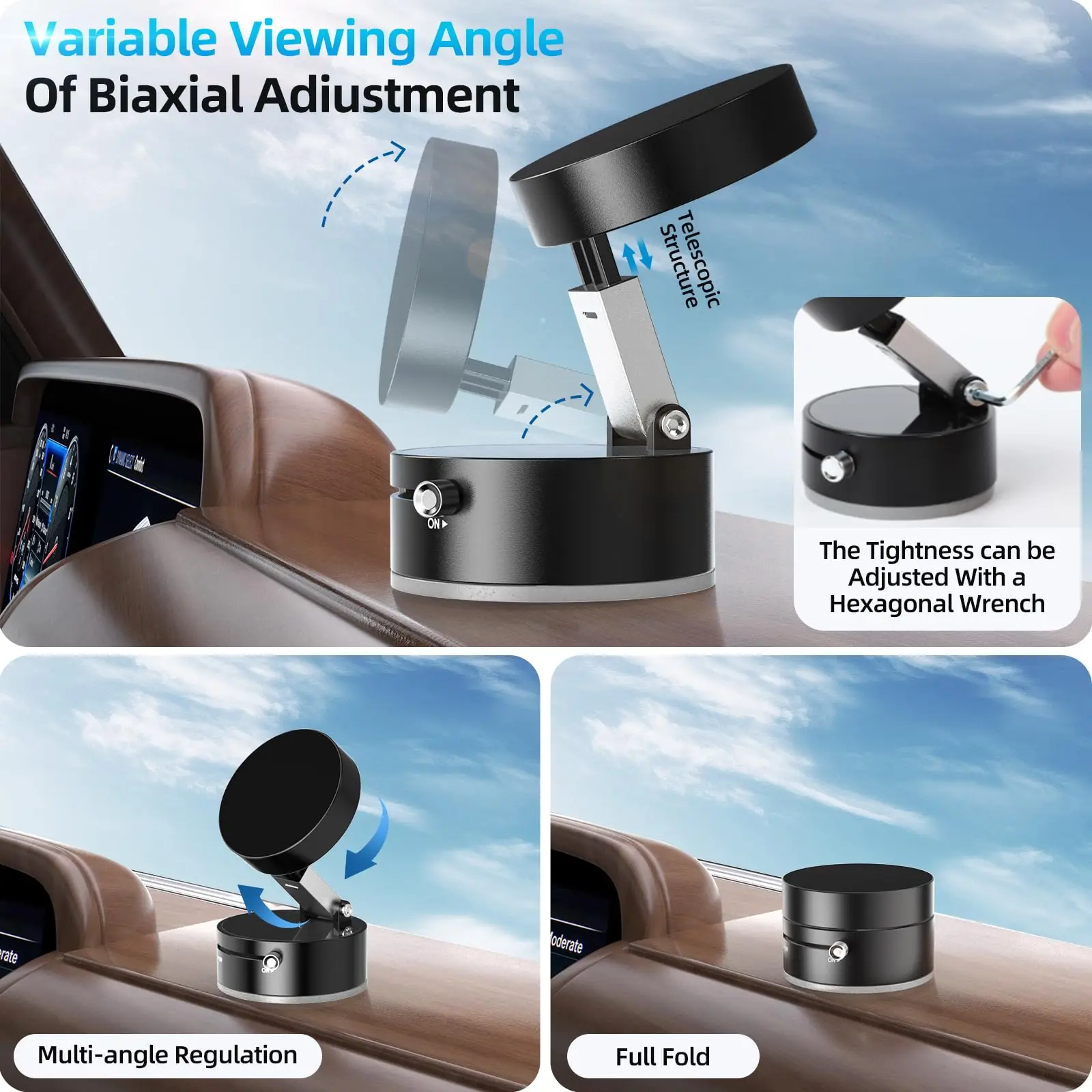 Vacuum Suction Magnetic Phone Holder Adjustable Magnetic Car Phone Holder Foldable Phone Stand Suction Phone mount for Gym Car