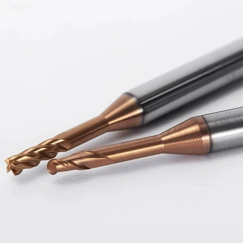 Micro End Mill Deep Groove Flat Milling Cutter Carbide Coated Extended Neck CNC Micro Engraving Tool