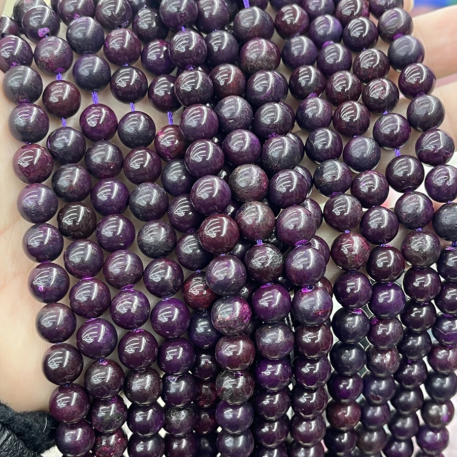 1 Strand 8-10 MM Gorgeous Sugilite Purple Red Brown Round Loose Beads For DIY