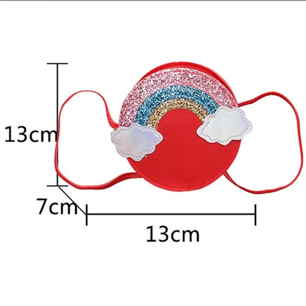 حقيبة يد قوس قزح من الجلد الصناعي للفتيات ، أحادية اللون ، حقيبة كتف للأطفال ، محفظة عملات معدنية ، عبر الجسم ، حقيبة قطرية ، على الطراز الكوري