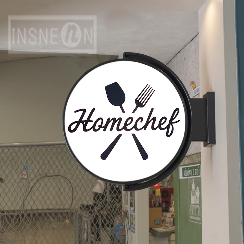 CUSTOM 360 หมุน Lightbox ป้ายอะคริลิค LED โลโก้นีออนป้าย Illuminated ป้ายส่องสว่างกลางแจ้งธุรกิจกล่องโลหะ