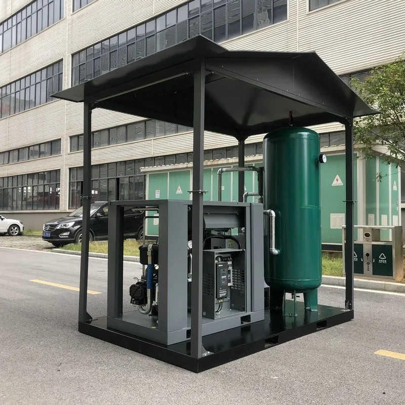 Skid-mounted four-in-one screw air compressor, power frequency air compressor