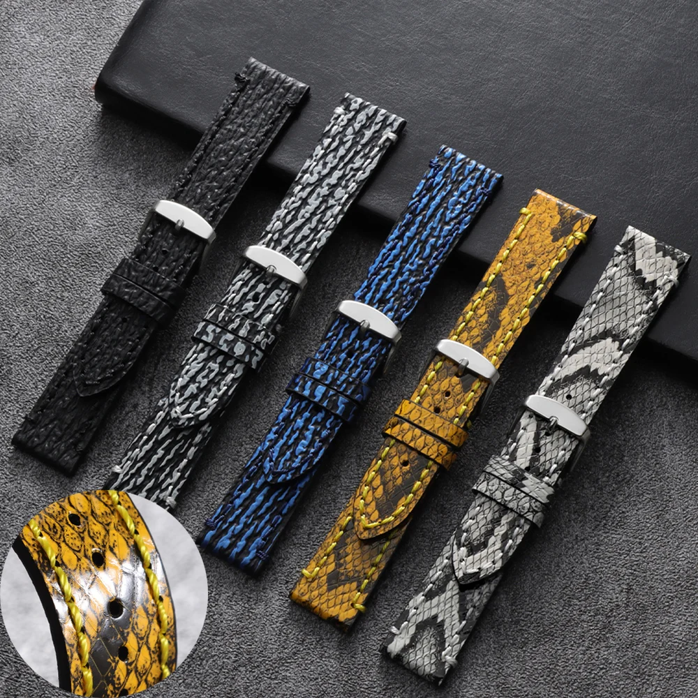 Geprägtes Armband mit Schlangen- und Haifischhautmuster, 18 mm, 20 mm, 22 mm, Business-Uhr, Herren-Uhrenarmband, Damen-Armband, Handgelenkgürtel, Zubehör