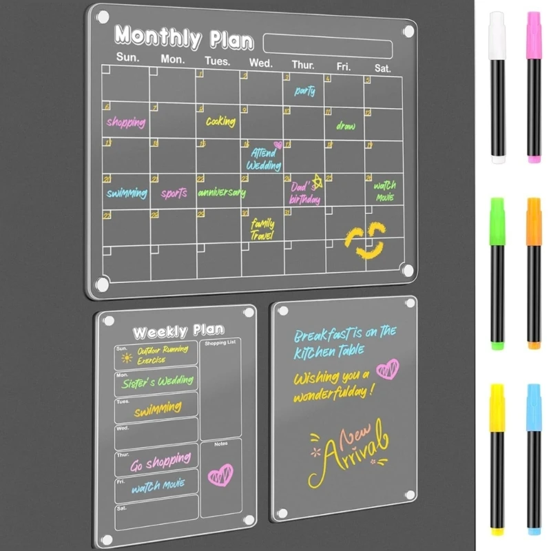  White Writable Acrylic Communication Panel Set For Kitchen Education Or Business Applications