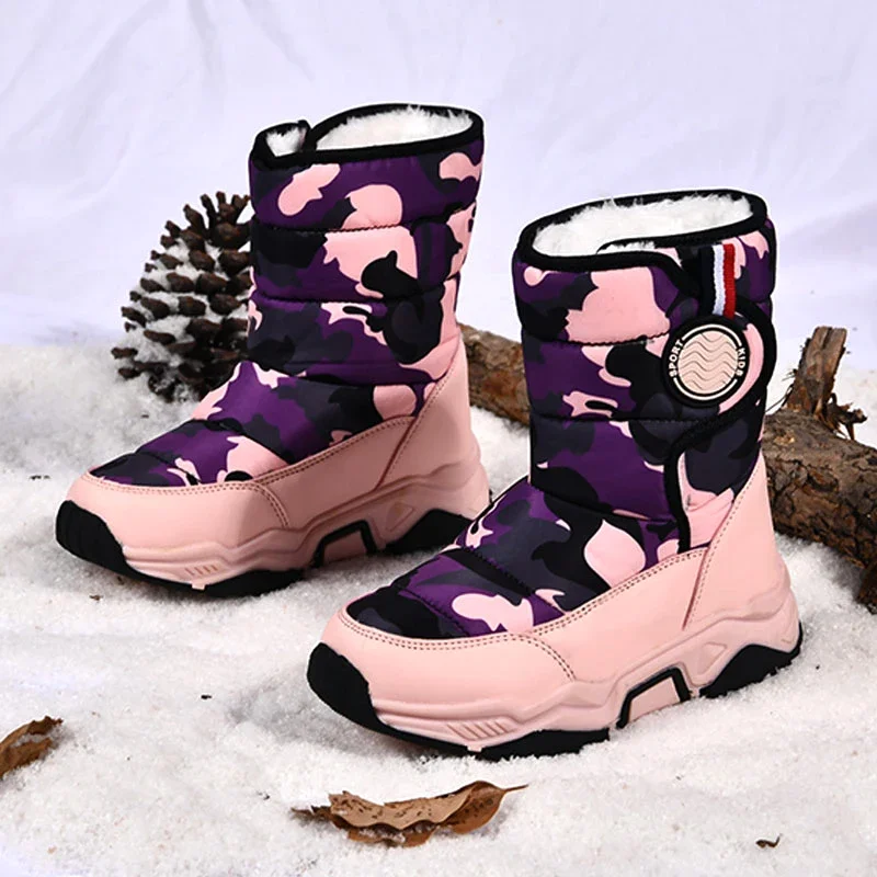 Botas de nieve para niños y niñas, zapatos de goma, Otoño e Invierno