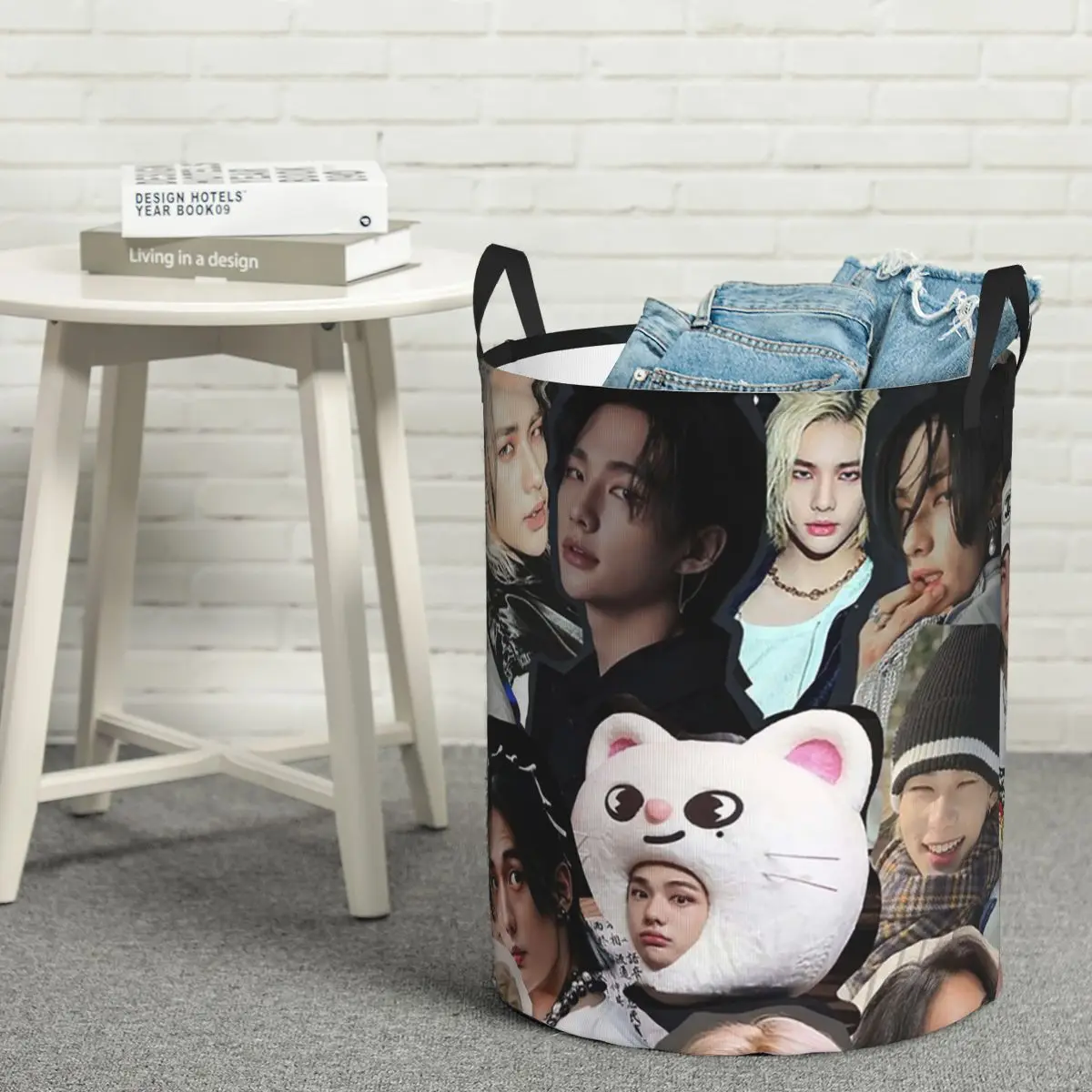 Laundry Collector Hyunjin Collage Folding Laundry Basket Large Storage Baby Washing Basket Home Organizer