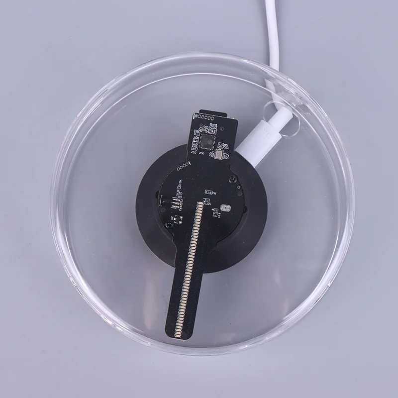 1 قطعة أضواء الإعلان المجسم ثلاثية الأبعاد LED نموذج سطح المكتب شاشة مروحة مع تشغيل الصوت مع غطاء شفاف مروحة ثلاثية الأبعاد