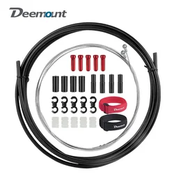 Deemount Bicycle Disc Brake Stainless Steel Wire MTB Road Shift Hose Kit Front Rear Derailleur Cable W/ straps clips Metal Caps