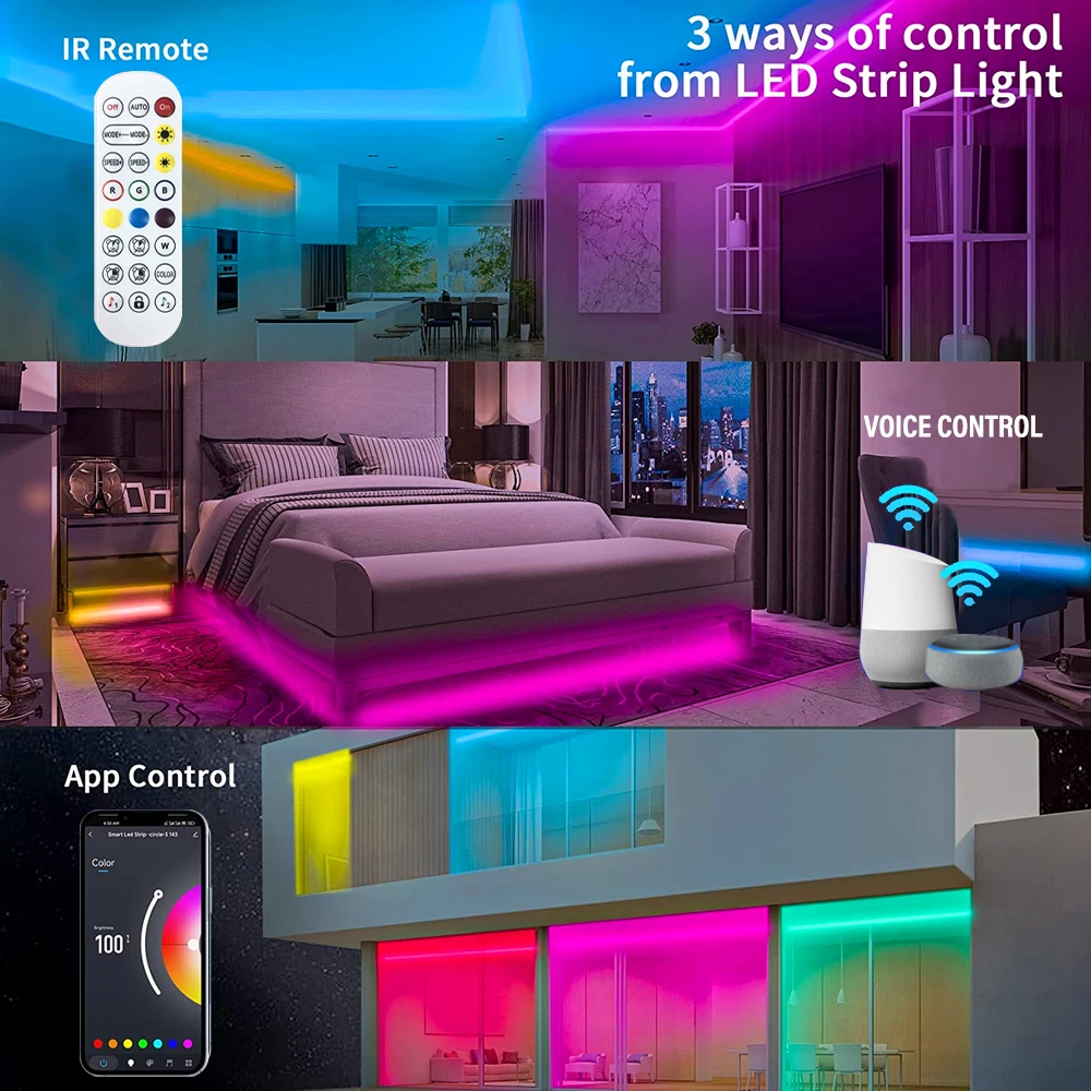 Flexible Light RGB Neon Strip 12V DIY Shape APP Control TV Backlight Game Room Bedroom Decoration WIFI Smart IP67 Running Horse