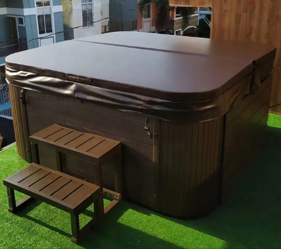 Outdoor 6-persons Hot Tube Outdoor with Wooden Pc Skirt Bathtub Villa Garden Many Person Use Pool Spa Bathtubs Tina Para Bao