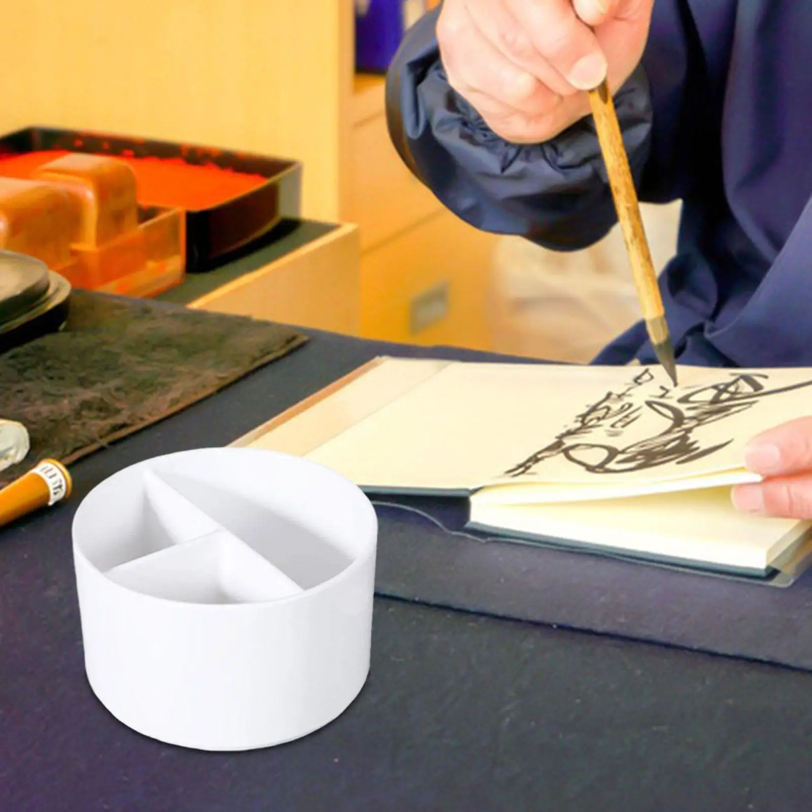 Кисть для рисования, средство для очистки красок на водной основе, 3 ячейки, для письма, рисования акриловыми красками