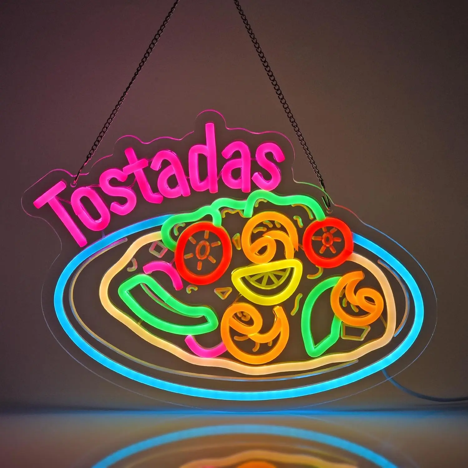 

Tostadas Neon Sign Art Wall Light USB LED Neon Light for Mexican Restaurant Bar Cafés Kitchen Home Bedroom Decoration Gift