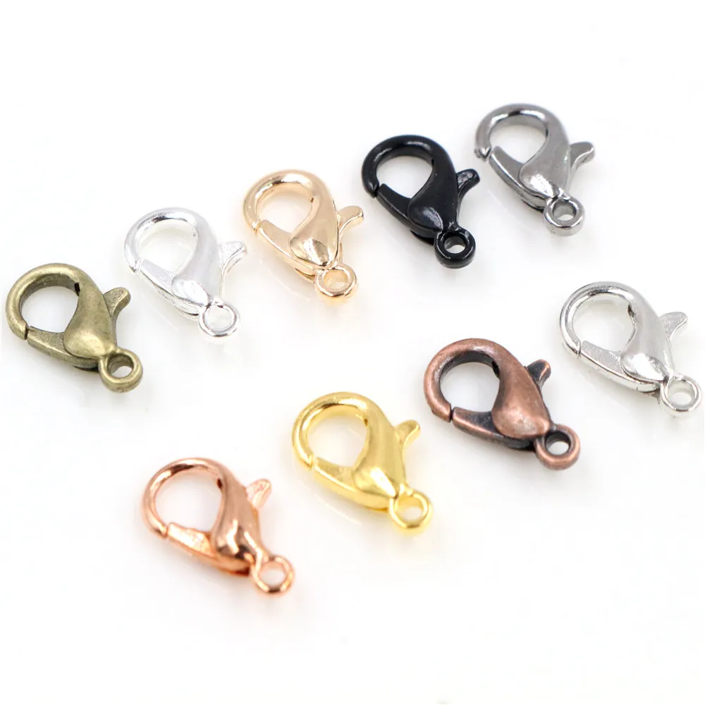 10x5mm/12*6mm 50pcs/lot  9 Colors Plated Fashion Jewelry Findings,Alloy Lobster Clasp Hooks for Necklace&Bracelet Chain DIY